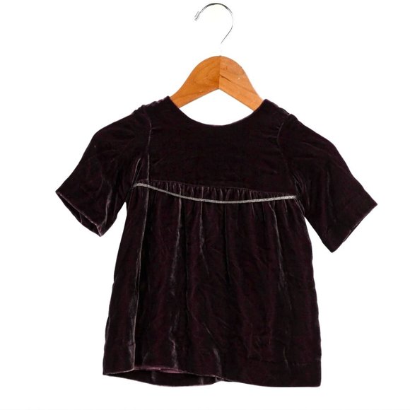 BONPOINT Girls' Purple Velvet Dress 12M